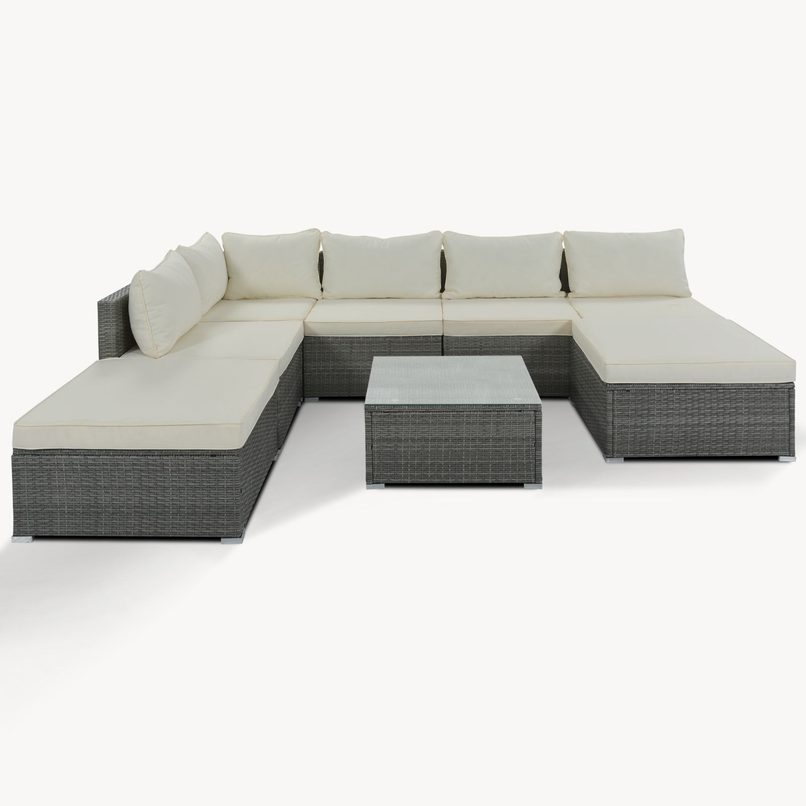 8-Pc Wicker Patio Set with Cushions Modular Outdoor Sofa
