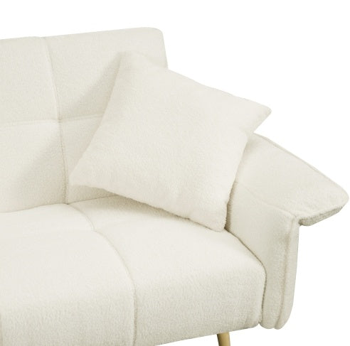 Futon Sofa Bed, Convertible Double Sofa Bed With Folding Armrests For Living Rooms And Small Spaces