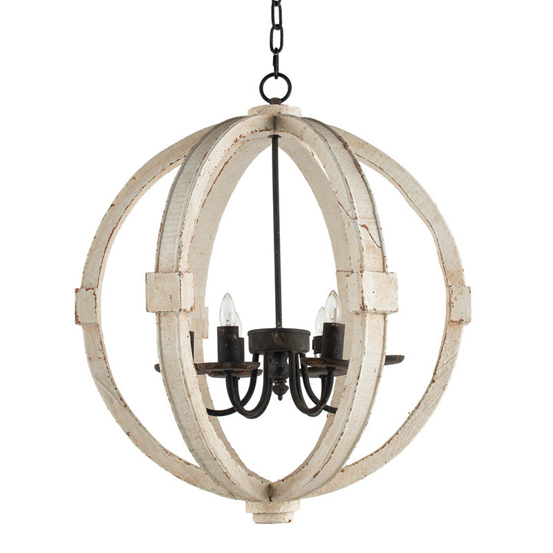 Adjustable 6-Light Wood Chandelier for Kitchen & Dining