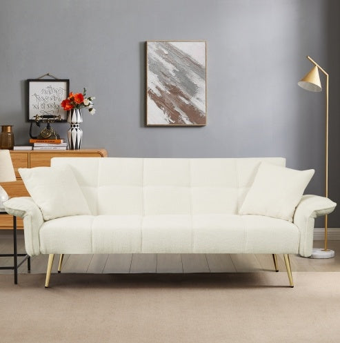 Futon Sofa Bed, Convertible Double Sofa Bed With Folding Armrests For Living Rooms And Small Spaces