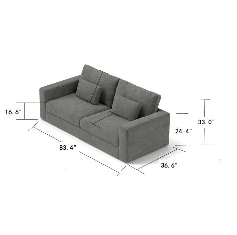 3-Seater Sofa for Living Room - Compressed Cushions & Detachable Cover