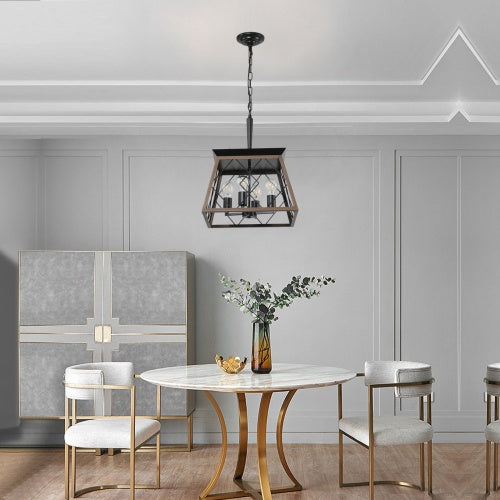 Farmhouse Ceiling Chandelier – 4 Lights Vintage