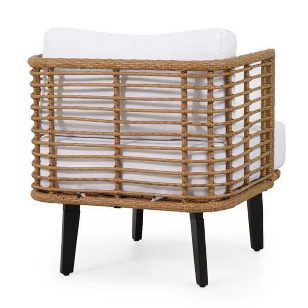 Wicker Accent Lounge Chair with Acacia Wood Legs