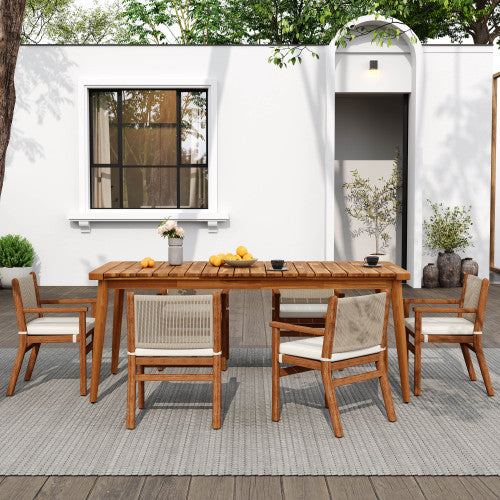 Acacia Wood 8-Person Outdoor Dining Table Teak Finish