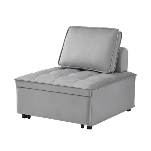 Convertible Sleeping Sofa Bed, Modern Velvet Fabric Single Seater Sofa, Sleeping Sofabed With 1 Back Pillow And Removable Back, Single Comfortable Recliner Sofabed For Office, Living Room Apartment - FAIFCO