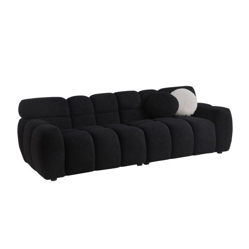 FAIF™ Marshmallow Boucle Sofa – 3-Seater Sofa with Plush Cushions and Rolled Arms