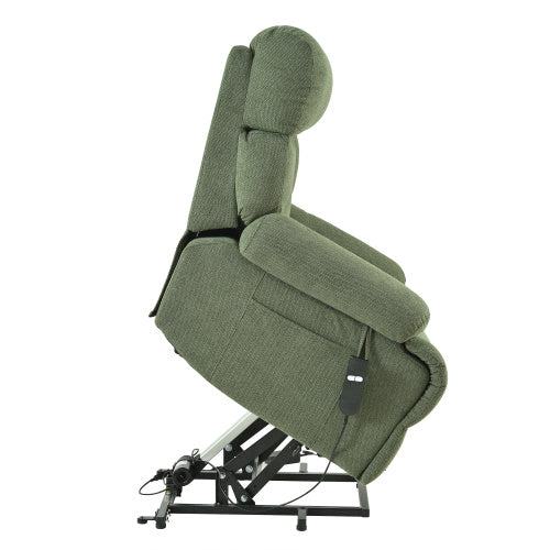 FAIF™ Oversized Power Lift Recliner Chair for Elderly – Electric Fabric Recliner with Remote Control, Side Pocket & Spacious Seat in Dark Green