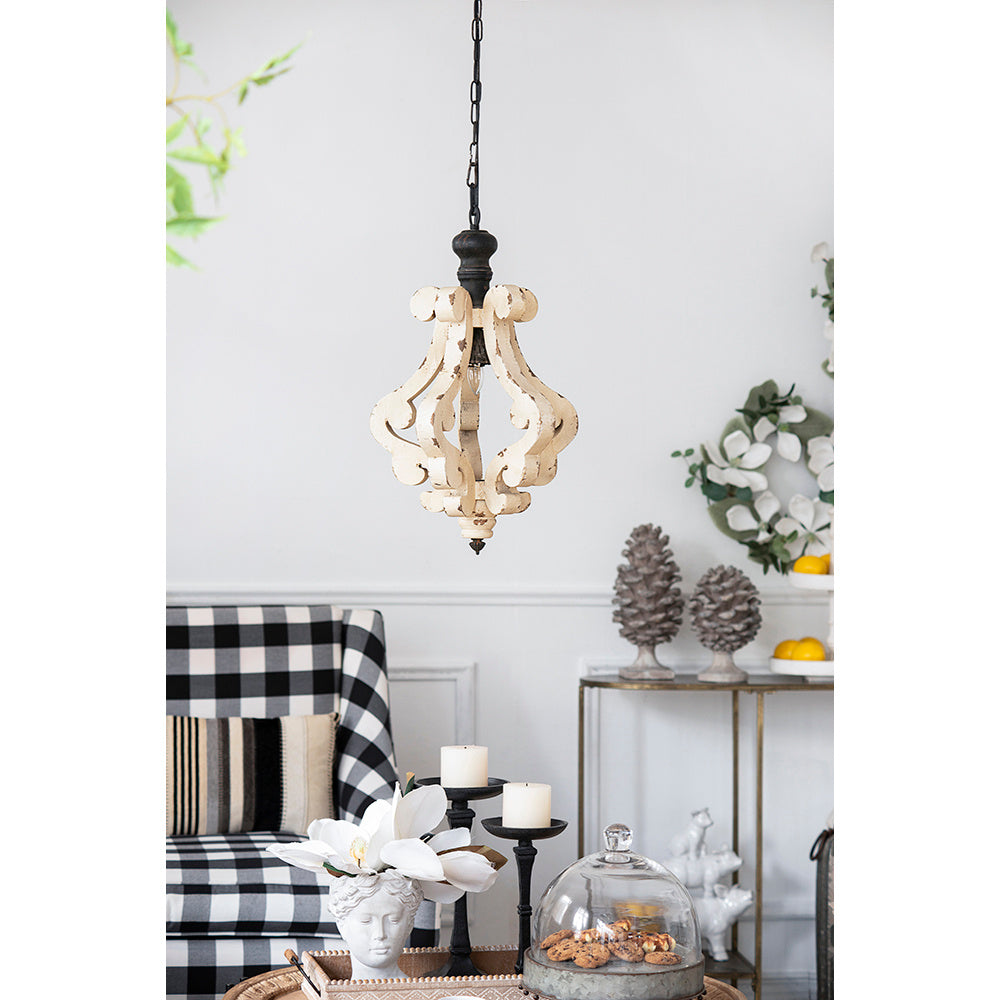 “French Country Farmhouse Chandelier – Wood Ceiling Fixture”