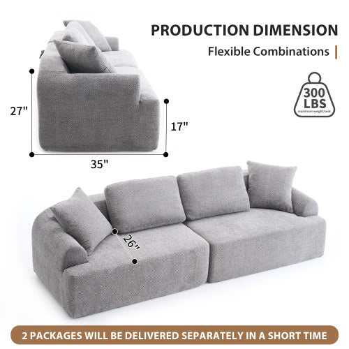 4-seater Combined Sofa, Crochet Yarn Fabric, Full Sponge Compression