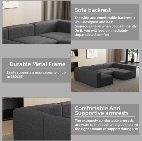 Modular Sectional Sofa Sleeper Couch, Sectional Sofa With Chaise And Ottoman, Convertible