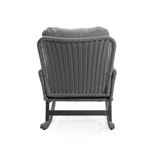 Contemporary Minimalist Ivory Wicker Rocking Chair