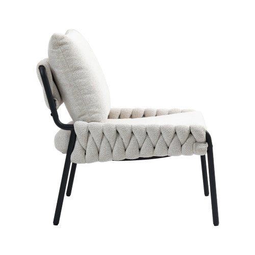 Modern Upholstered Lounge Chair with Braided Detailing