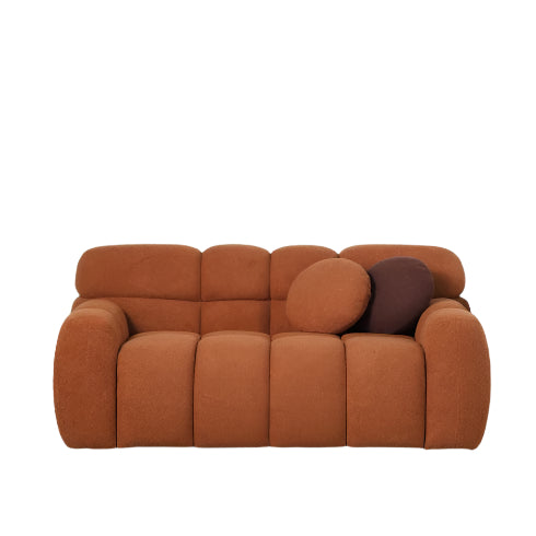 2-Seater Boucle Marshmallow Sofa Light Brown