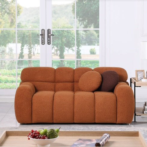 2-Seater Boucle Marshmallow Sofa Light Brown