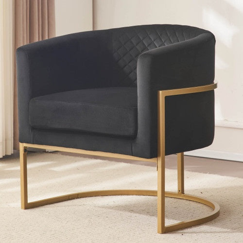 Upholstered Velvet Accent Chair with Gold Metal Bracket