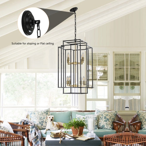 Industrial Farmhouse 8-Light Lantern Chandelie