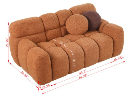 2-Seater Boucle Marshmallow Sofa Light Brown