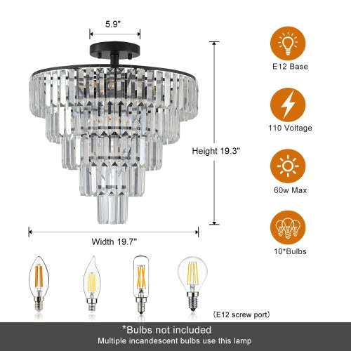 Black Crystal Chandelier – Modern Luxury Ceiling Light