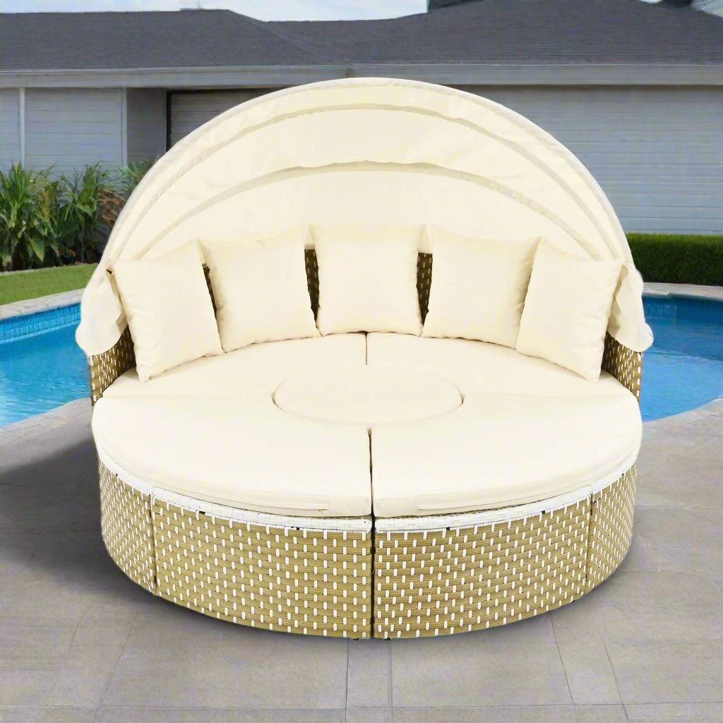 Round Outdoor Daybed with Canopy